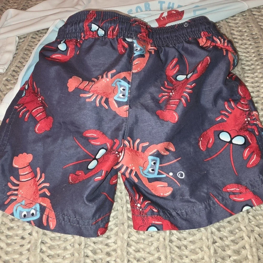 Carter's Boy's Lobster Swim Trunks & Rash Guard Size 2T toddler Beach Pool
